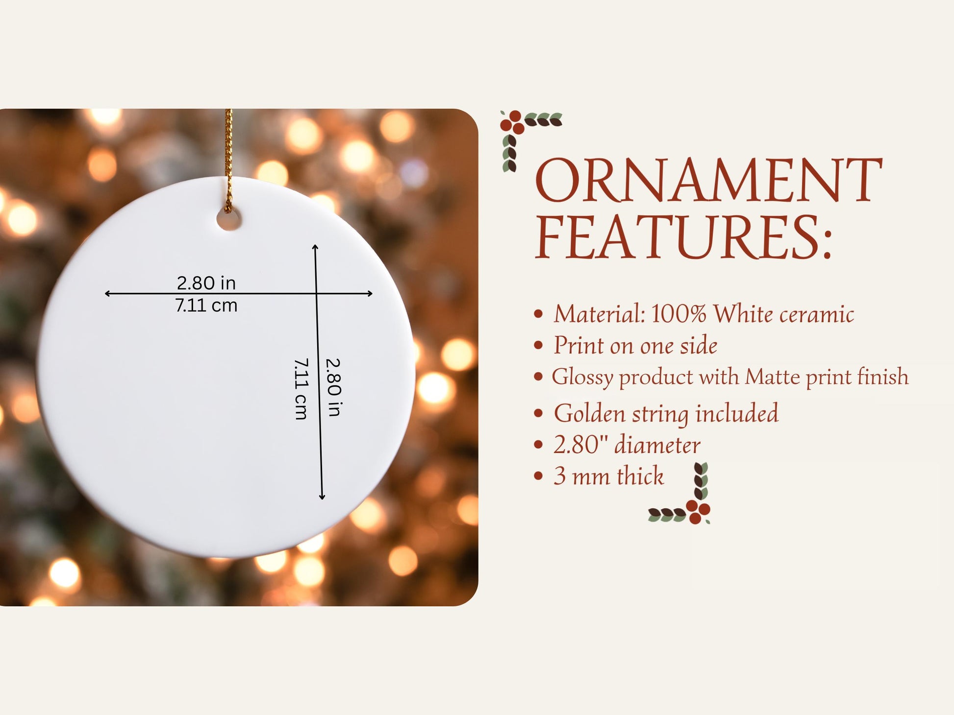 Personalized Family Christmas Ornament, Handmade Ceramic Decoration, Holiday Gift, Tree Decor, Custom Name Keepsake