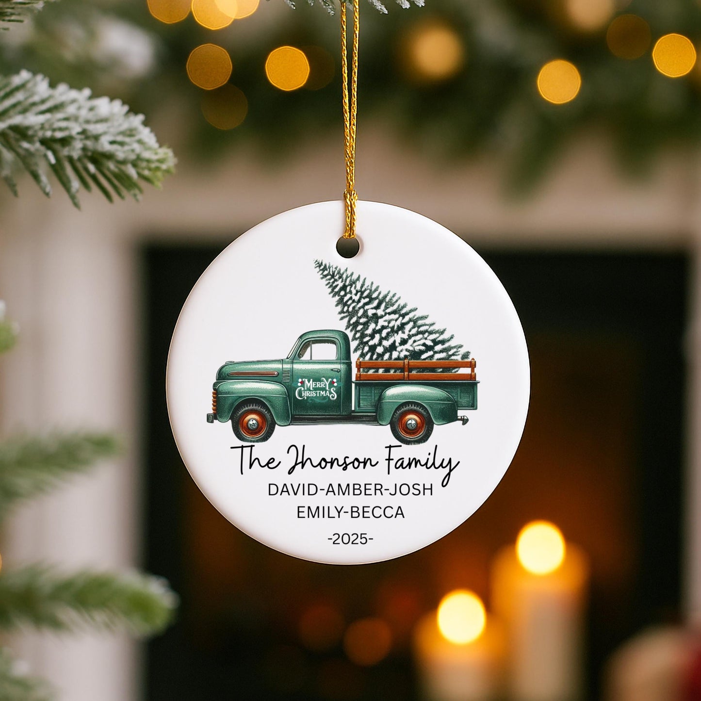 Personalized Family Christmas Ornament, Handmade Ceramic Decoration, Holiday Gift, Tree Decor, Custom Name Keepsake