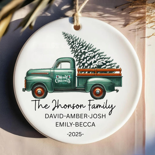 Personalized Family Christmas Ornament, Handmade Ceramic Decoration, Holiday Gift, Tree Decor, Custom Name Keepsake